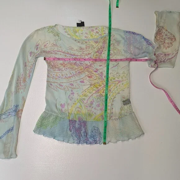 Just Cavalli Size *38 Italian (XS, 2) Printed Crepe Elasticized Hem Blouse - Picture 12 of 15